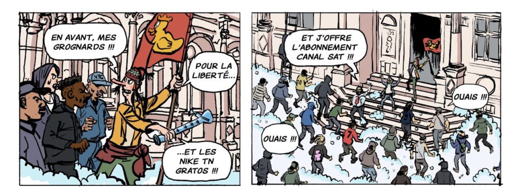 Les Pieds Chromés se lancent à l'assaut de l'hôtel de ville d'Annie Dingo lors de la marche des canards